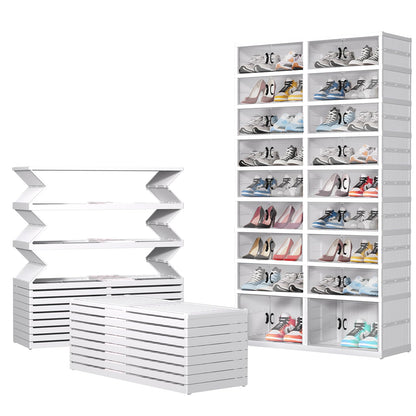 Dollate 9 Tiers 36 Pairs Foldable Shoe Rack, Large Shoe Storage with Magnetic Clear Door, Easy Assembly and Freely Movable Shoes Organizer, Large Capacity Shoe Shelf for Cloakroom, Entryway