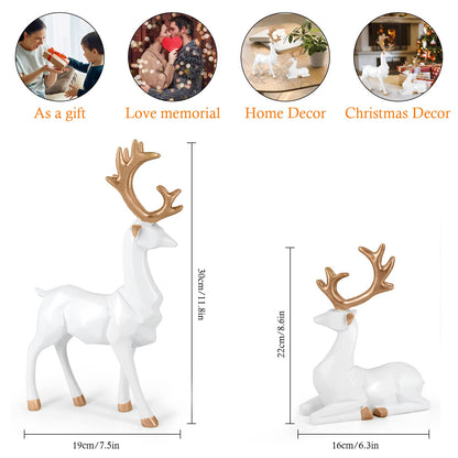 MicoSim Reindeer Ornaments Statue,Reindeer Christmas Decoration,Deer Gifts for Women, Mom Gifts,Deer Decorations Applicable Home, Office,Bookshelf TV Stand, Shelf, Living Room(Origami Big, White)