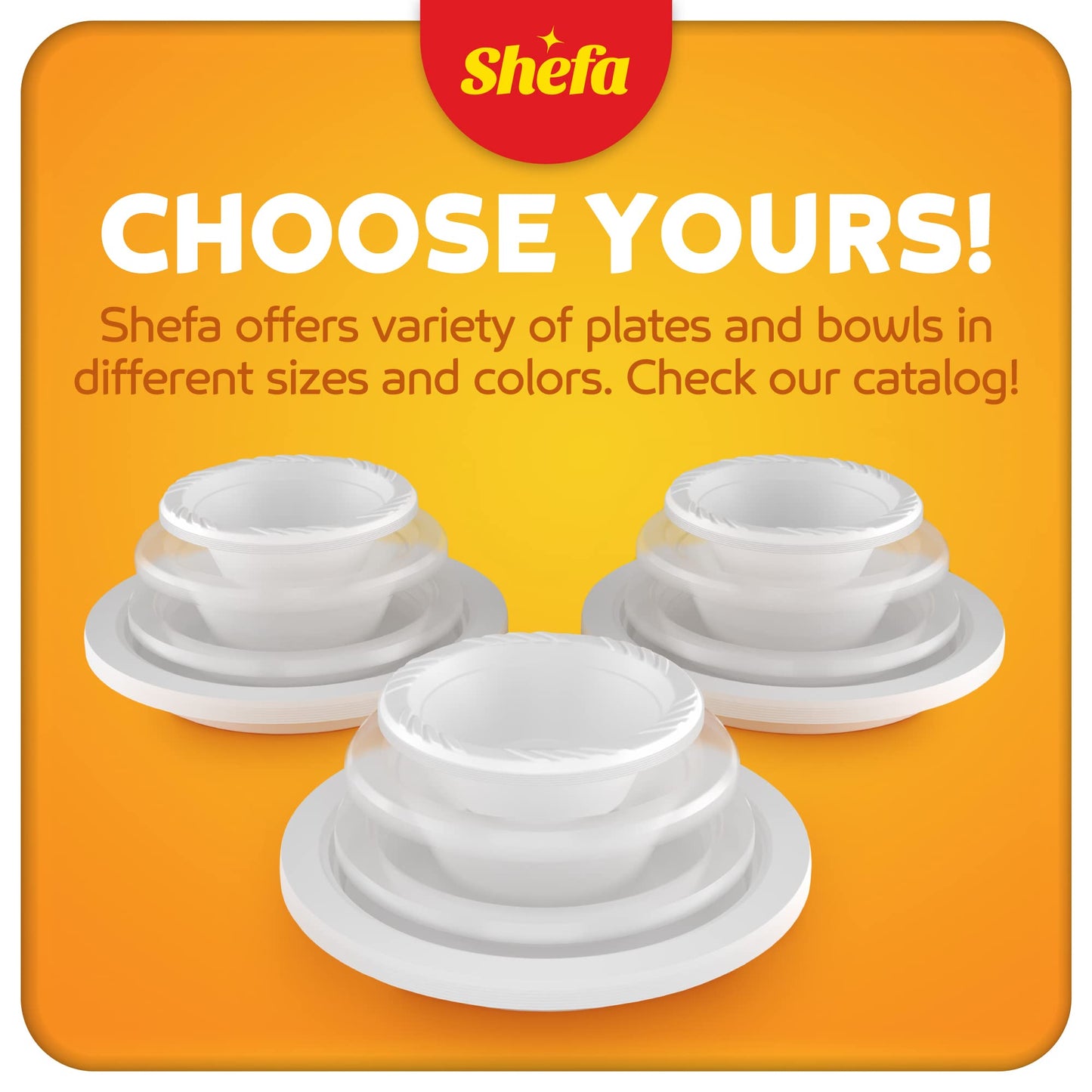 Shefa 100 White Plates, Reusable & Washable, Heavy Duty Dinnerware, Microwave-Safe Crockery - Ideal for Birthday, Parties, Camping, Catering (9 inch Plates, White)