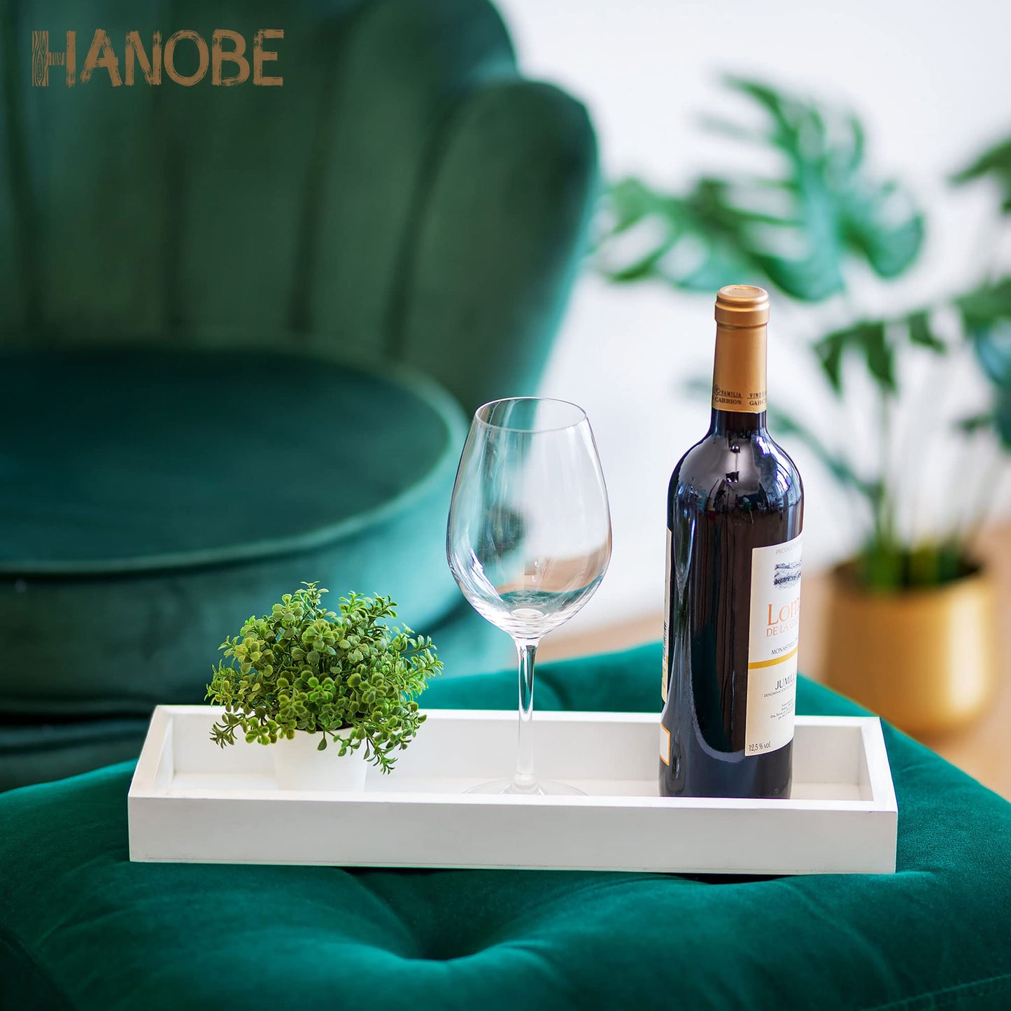 Hanobe Rectangular Long Narrow Tray: White Decorative Rectangular Candle Holder Centerpiece Tray Decor Serving Tray No Handle for Dining Table Coffee Bar Living Room Home Decor