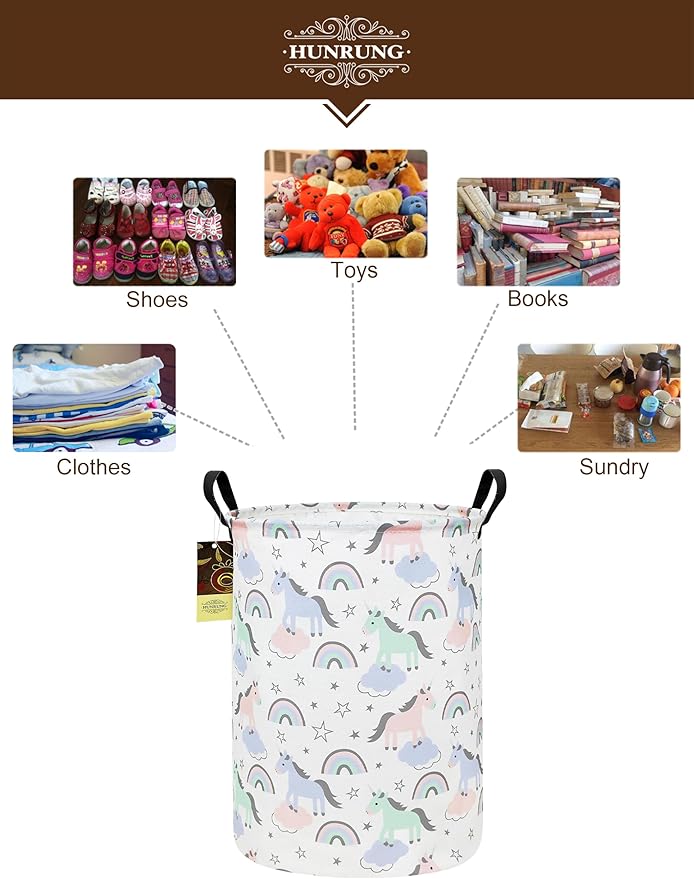 HUNRUNG Laundry Hamper, Large Canvas Fabric Lightweight Storage Basket Toy