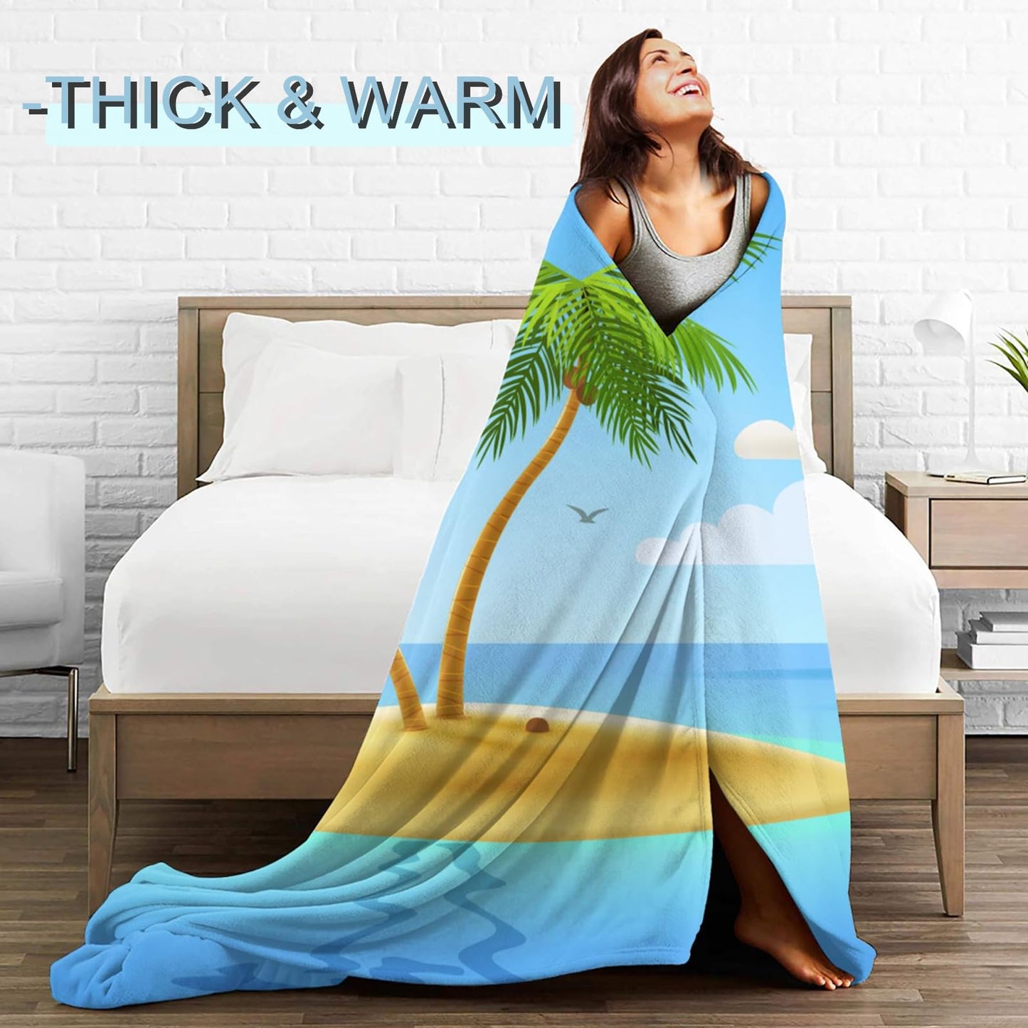 ainori Botanical Flannel Blanket - Lightweight Soft Cozy Unique Gifts Blankets for Nature Lovers,Kids,Adult,Women,Wildflower Plant Fern Leaves Throw,Home Room Modern Forest Decor 50x60in