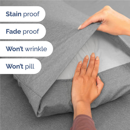 Full Size 4 Piece Sheet Set - Comfy Breathable & Cooling Sheets - Hotel Luxury Bed Sheets for Women & Men - Deep Pockets, Easy-Fit, Soft & Wrinkle Free Sheets - Heathered Grey Oeko-Tex Bed Sheet Set