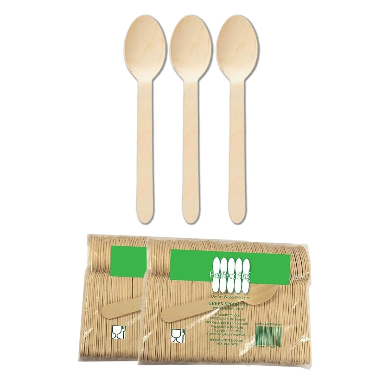 Perfect Stix Wooden Disposable Spoons 6" Length (pack of 1000)
