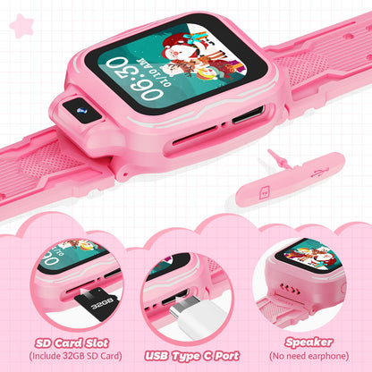 VANSING Kids Digital Watch Girls, Best Christmas Birthday Gifts for Age 3 4 5 6 7 8 9 Years Children,Touchscreen Toddler Sport Smart Watch with Camera FM MP3 Pedometer - Light Pink with 32GB SD Card