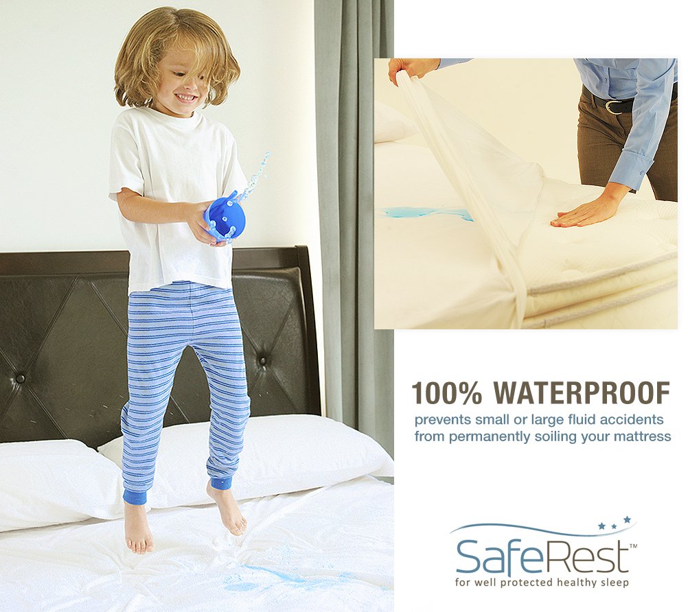 SafeRest Zippered Mattress Protector - Premium 6-9 Inch Waterproof Mattress Cover for Bed - Breathable, Noiseless Washable Mattress Encasement - Twin
