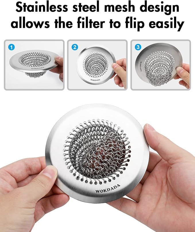 Sink Drain Strainer, Reversible Easy Clean Mesh Sink Strainer