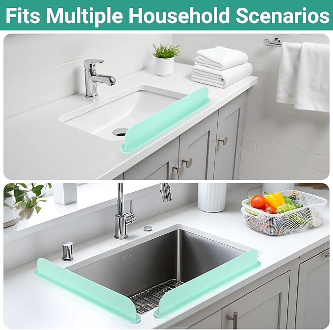 19.29 inch Kitchen Sink Splash Guard, Silicone Sink Baffle Splash Guard