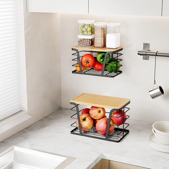 2 Pack Stackable Storage Laundry Kitchen Organizers, Wall Mount Trash Bag Holder