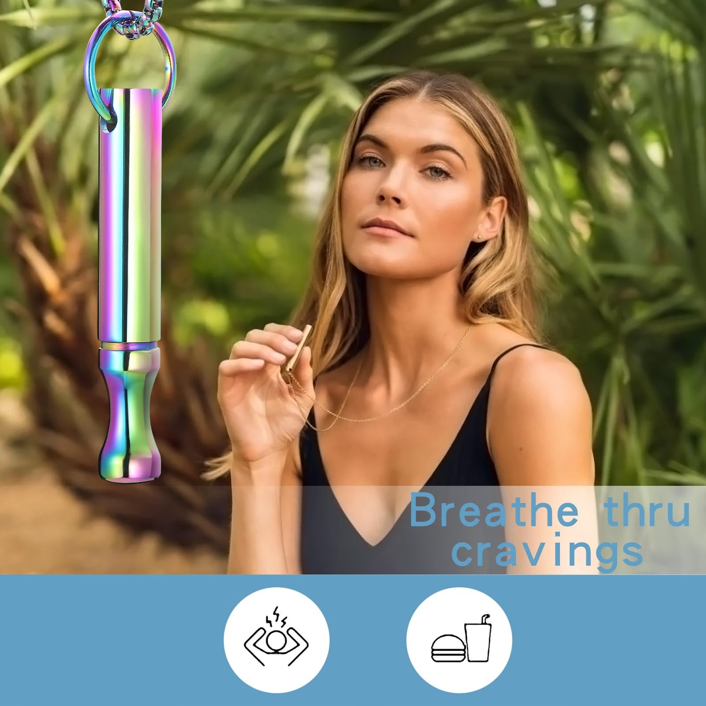 BOLAGTIER Anxiety Breathe Necklace Mindfulness Breathing Necklace Stress Relief Stainless Steel Pendant Necklace for Women Men (Rotundity, Rainbow B)