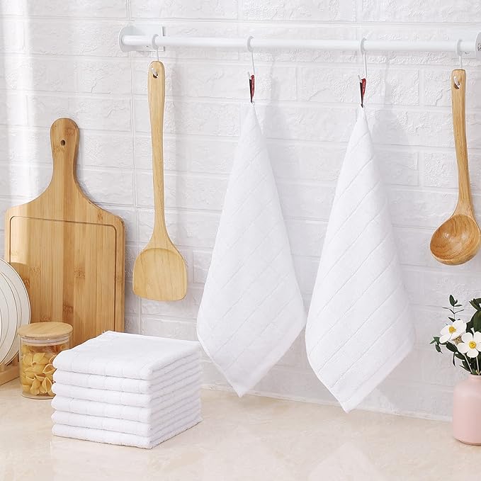 Mordimy 100% Cotton Terry Cloth Dish Cloths, Soft and Absorbent Checkered Dish