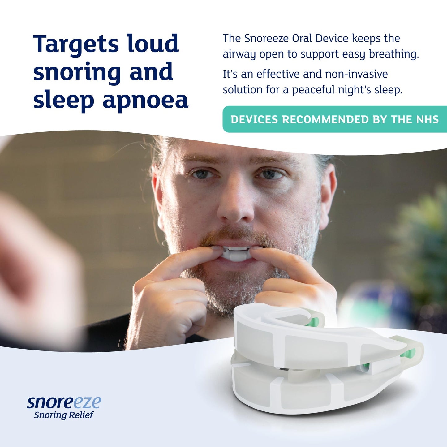 Snoreeze Anti Snoring Oral Device - Adjustable mouthguard, Snore Stopper Mouthpiece, Sleep aid to Reduce snoring & Sleep Apnoea for Men & Women