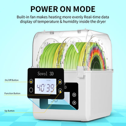 3D Printer Filament Dryer, Sovol SH01 Filament Dehydrator Spool Holder, Dry Box for Keeping Filament Dry During 3D Printing, Compatible with 1.75mm, 2.85mm PLA PETG TPU ABS Material