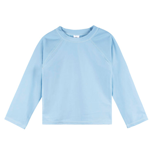 Gerber Unisex Baby Standard Toddler UPF 50+ Long Sleeve Rashguard Swim Shirt, Light Blue, 12 Months