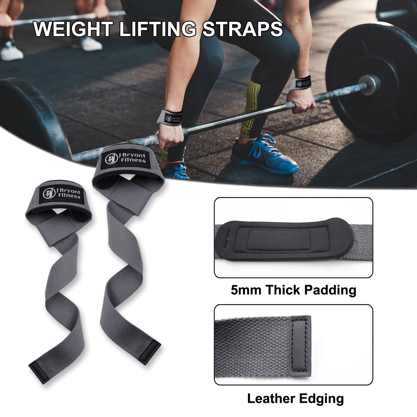 J Bryant Barbell Pad Set with 2 Ankle Straps for Cable Machines Hip Resistance Band Weight Lifting Straps Thick Cushion Hip-Thrusts Pad with Carry Bag for Squats Bench Press Workout