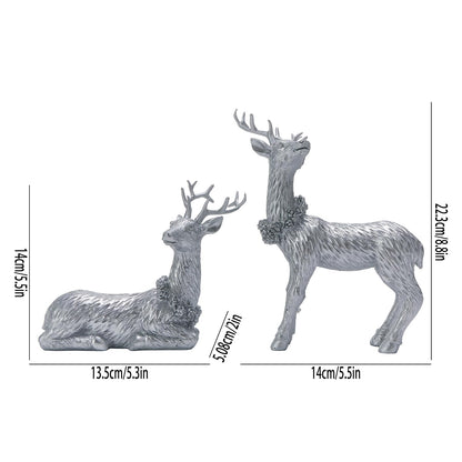2 Pcs of Pine Cone Deer Resin Ornaments, Christmas Deer Ornament, Elk Ornament, Home Decor,Perfect, to Enhance The Festive Atmosphere (Silver)