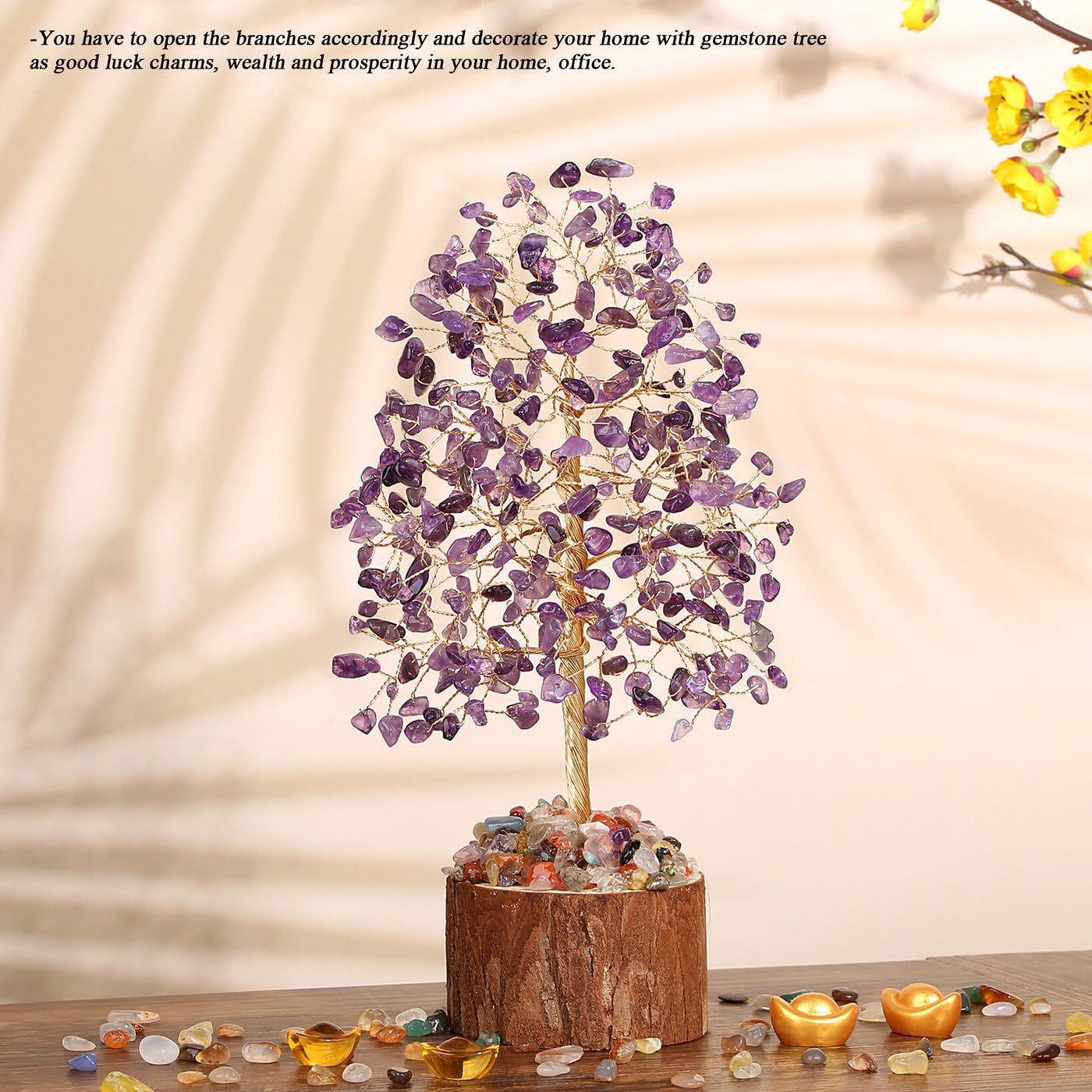 MAIBAOTA Amethyst Crystal Tree of Life Purple Office Home Decor Good Luck Handmade Feng Shui Spiritual Gifts for Women