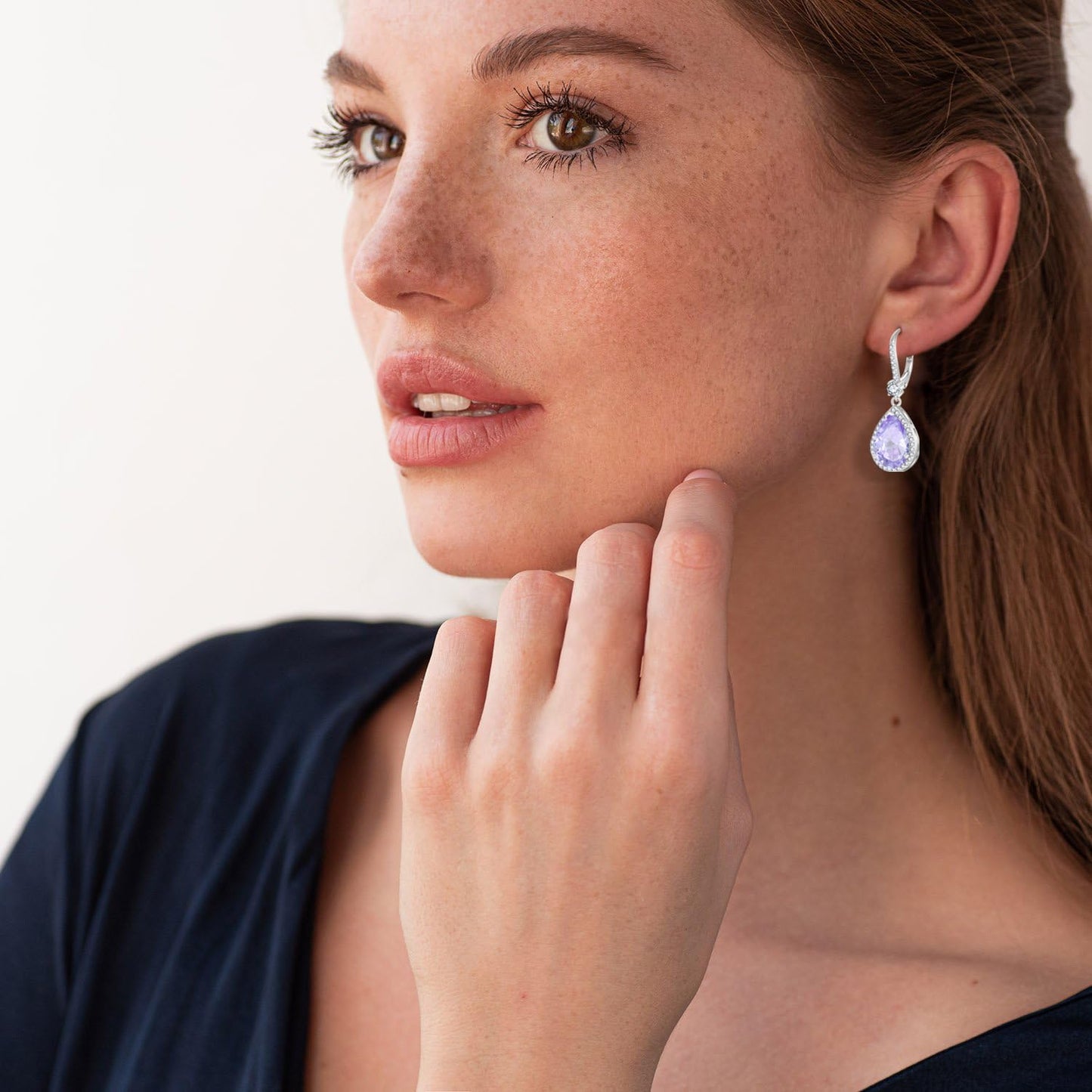 FYNSBLE Dangle Drop Earrings for Women,Sterling Silver Alexandrite Birthstone Leverback Earrings Hypoallergenic Jewelry for Women