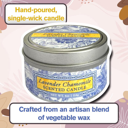 Greenwich Bay Hand-Poured Scented Candle in Decorative Tin – 4 oz/114 g Travel Candle with Lead-Free Wick, Vegetable Wax, Long-Burning Aromatherapy Gift, Single Wick – Made in USA (Lavender)