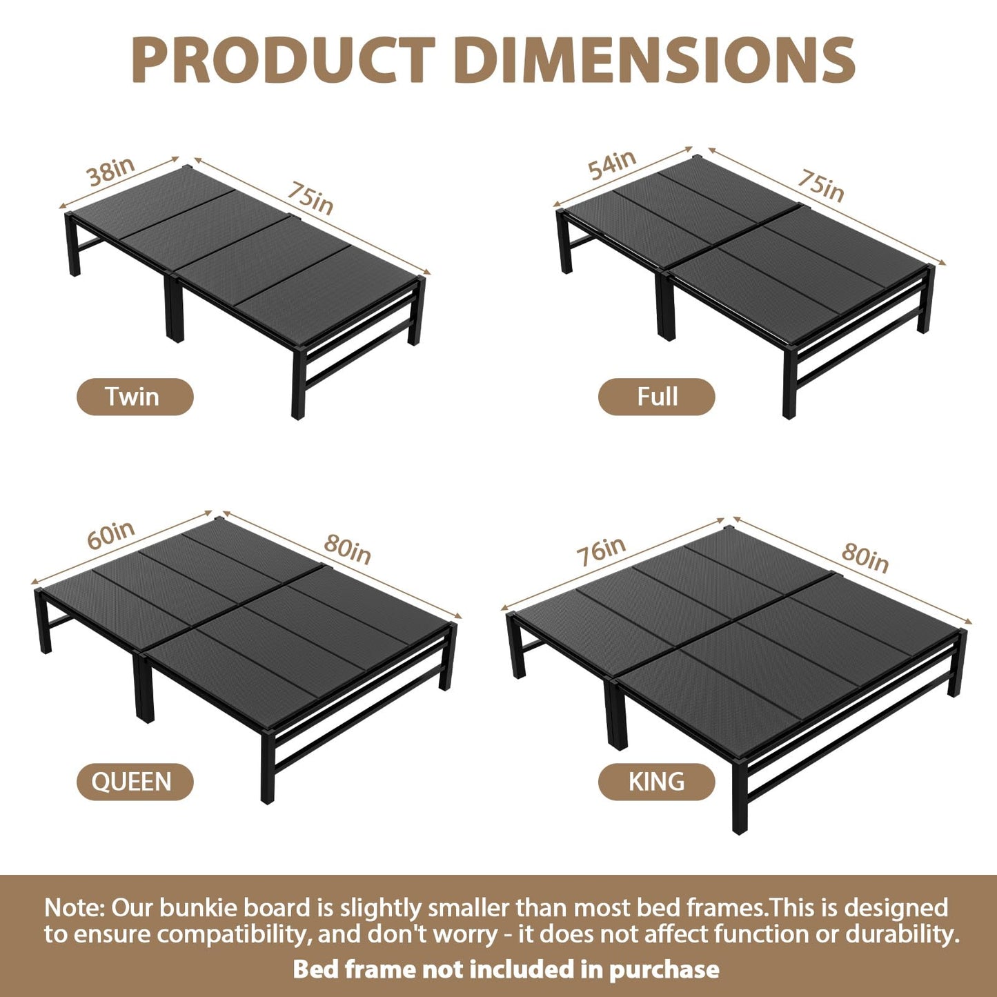 Xenohuaxis Heavy Duty Bunkie Board Full Size 54" x75'', 10MM Bed Support Board, Anti-Sag Mattress Support for Slatted Bed Frame, Bunk Bed & Platform Bed