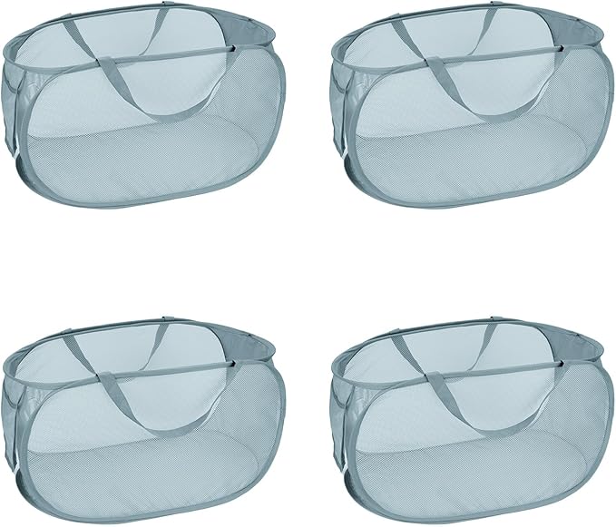 4 Pcs Mesh Popup Laundry Hamper, Opening Laundry Basket, Popup Laundry Basket