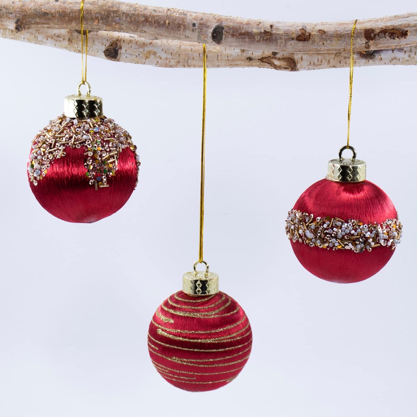 12 Pcs Satin Christmas Ball Ornaments, Silk Tree Hanging Decor for Xmas Wreath Garland Holiday Wedding Party (Red)