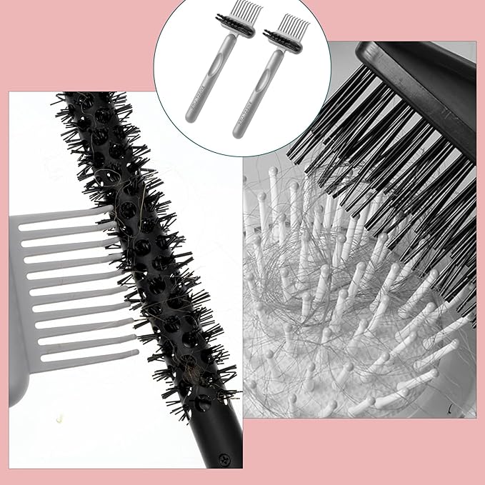 2Pcs Hair Brush Cleaning Tool 2-in-1 Comb Cleaner