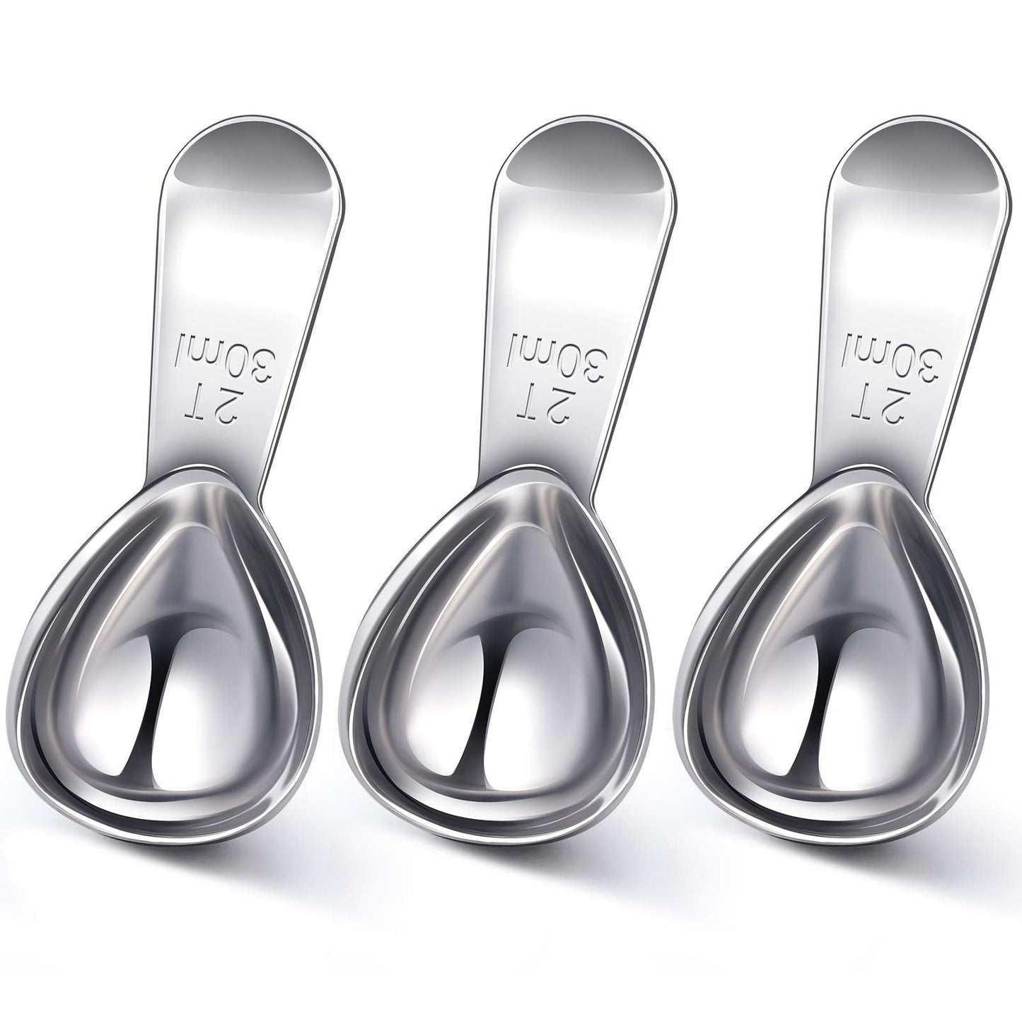 Patelai 3 Pieces Coffee Scoop Tablespoon Measuring Spoons Stainless Steel Coffee Scoops Short Handle Tablespoon for Tea Sugar Kitchen Gifts(30 ml,Silver)