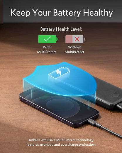 Anker Power Bank(PowerCore 10K), Compact Travel-Ready 10,000mAh Battery Pack with PowerIQ Charging Technology, 5V/3A High-Speed Charging for iPhone, iPad,and More(USB-C Input and Output(Black), 1pack)