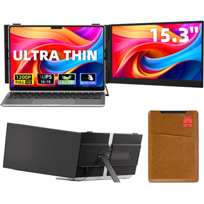 Laptop Screen Extender - Ultra-Thin 1.3lbs 14" FHD IPS Dual Portable Monitor Extension for Laptop, Attachment Plug & Play for 13-17" Laptops, Second Extra Travel Display for Windows/Mac/Android