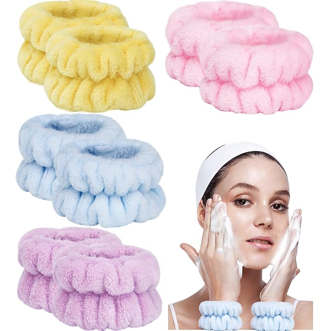 8pcs Wrist Bands for Washing Face, Absorbent Face Washing Wristbands,