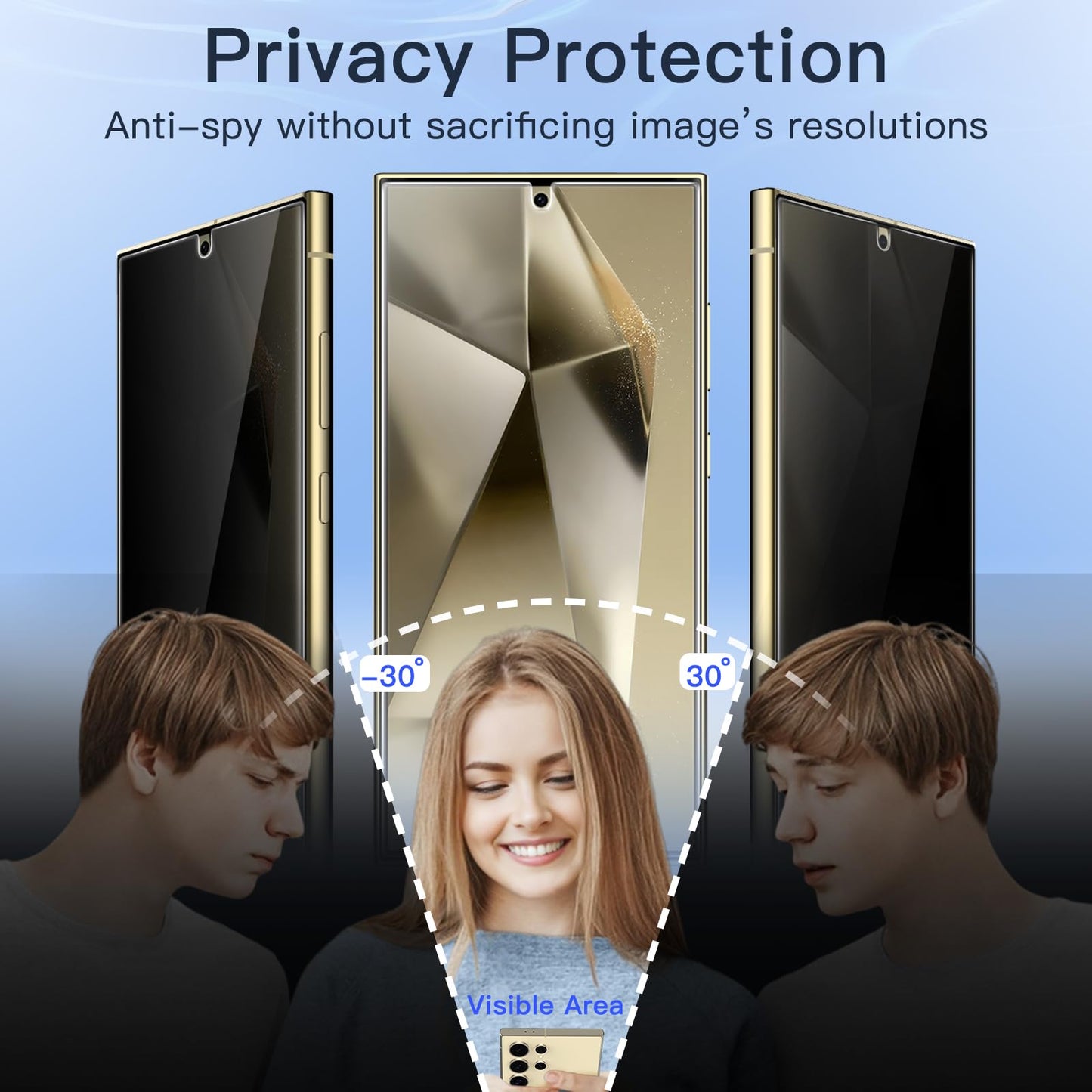 JETech Privacy Screen Protector for Samsung Galaxy S23 5G 6.1-Inch with Camera Lens Protector, Anti-Spy Tempered Glass Film, Fingerprint ID Compatible, 2-Pack Each