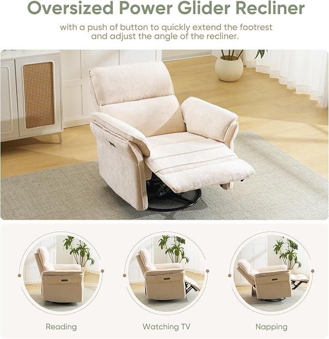 Oversized Power Recliner Chair Swivel Glider
