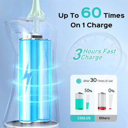 COSLUS Water Dental Flosser Pick for Teeth: 4 Modes Cordless Portable 300ML Larger Tank Water Teeth Cleaner IPX7 Waterproof Flossing Cleaning Picks for Home Travel Black C30(FC5360)
