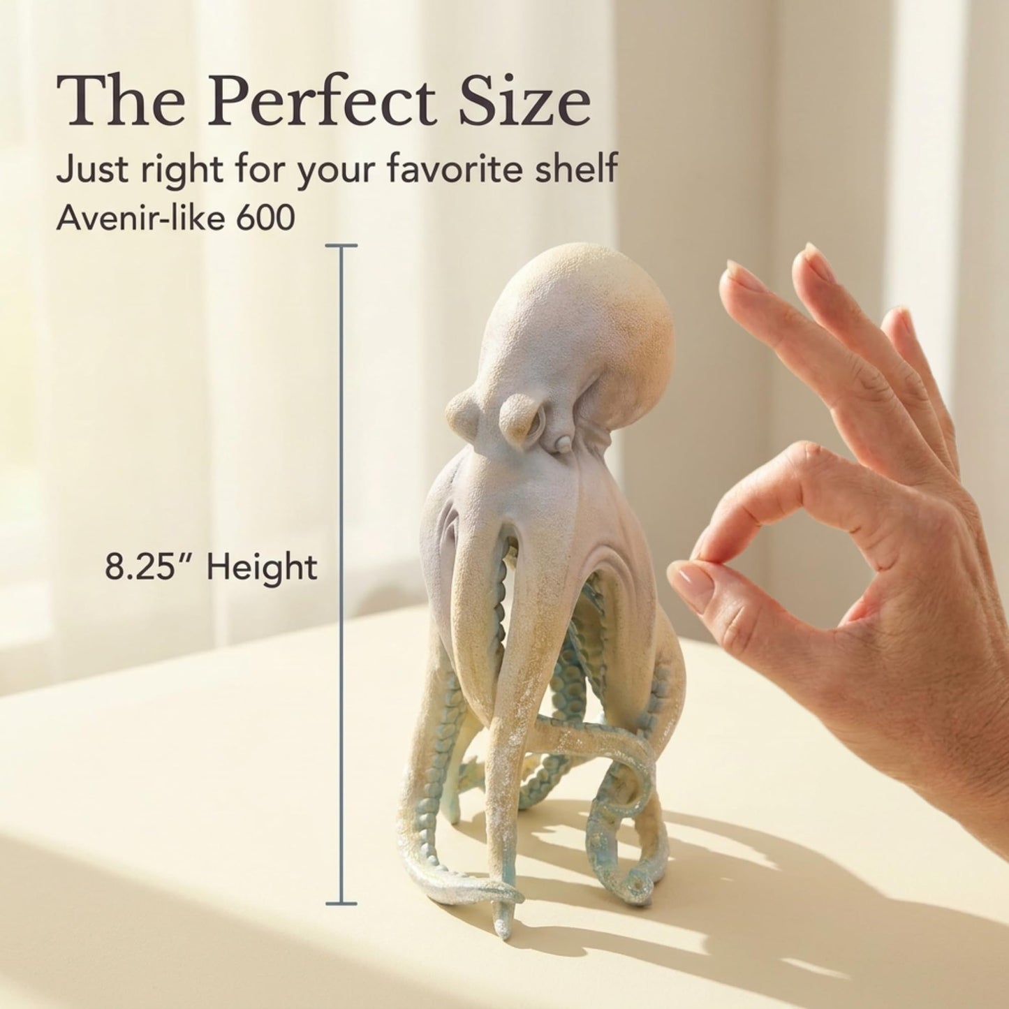 The Bridge Collection Resin Octopus Figurine – Coastal Octopus Statue with Detailed Tentacles – Nautical Ocean Marine Life Tabletop Figurine