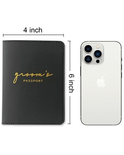 GroomBrideGifts Bride and Groom Passport Holder - Engagement Gifts for Couples | Wedding Travel Essentials for Couples | Honeymoon Gifts for Newlyweds