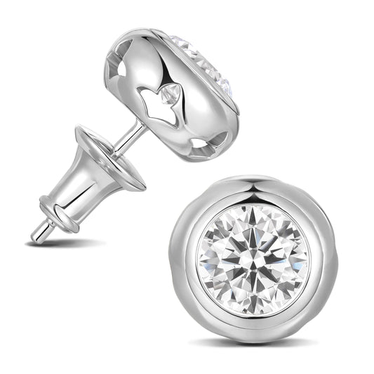 Womens Sparkle Cubic Zirconia Stud Earrings Simple Lightweight Simulated Diamond Earrings 925 Silver Post