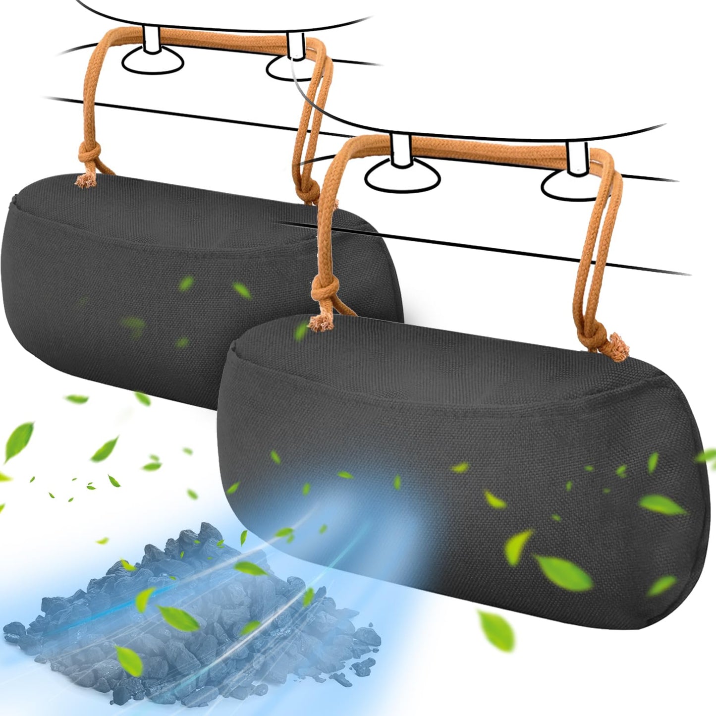 Timgle 1 Pack Car Air Freshener, Lasts 365+ Days, No Chemicals 100% Activated Bamboo Charcoal Fragrance, Free Deodorizer, Natural Auto Odor Eliminator, Purifier, Neutralizer (Khaki Strap)