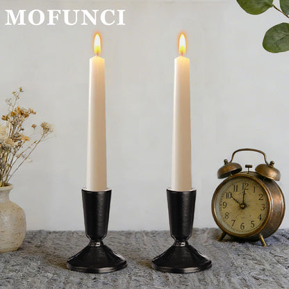 Mofunci Iron Taper Candle Holder Set of 2, Heavy Candlestick Holders Black Candle Holders for Table Centerpiece, Weddings, Mantel and Party Decor