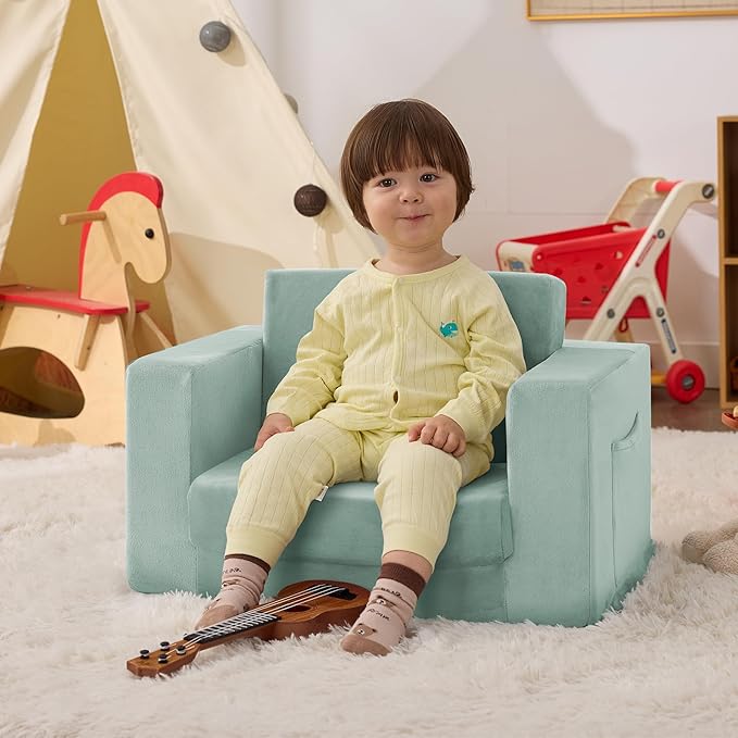 Kids Couch, 2-in-1 Toddler Chair Comfy 1-3 Years, Convertible Kids Chair