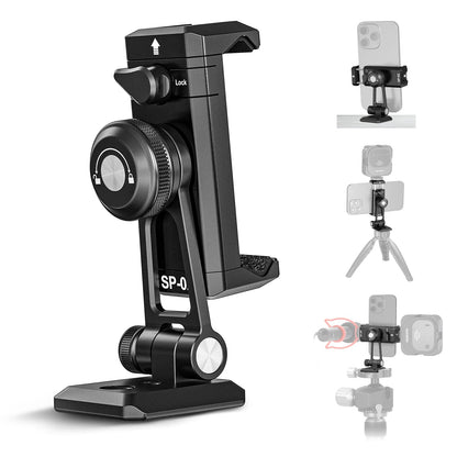 NEEWER Metal Phone Tripod Mount Adapter with Arca QR Base, Cold Shoe, 360° Swivel 180° Tilt, Phone Holder Compatible with iPhone 17 Pro Max 16 15 Samsung Galaxy S25 Ultra S24