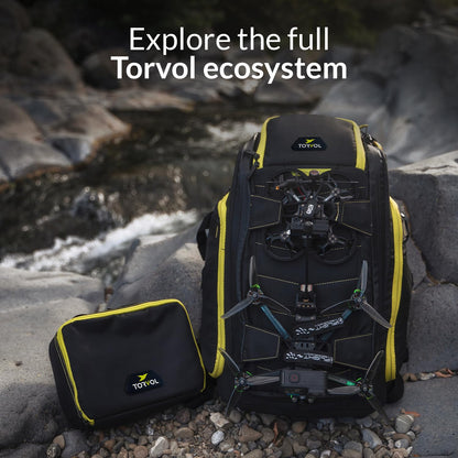 Torvol Quad PITSTOP Backpack Pro Stealth Edition – FPV Drone Backpack for 4 Quads + Gear, Compatible with DJI Mini 3, DJI Mini 4 Pro, Avata, Mavic, Goggles, Laptop, Black, With Rain Cover, 30L