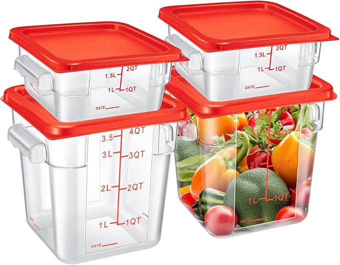 Barydat 4 Pcs Square Food Storage Containers