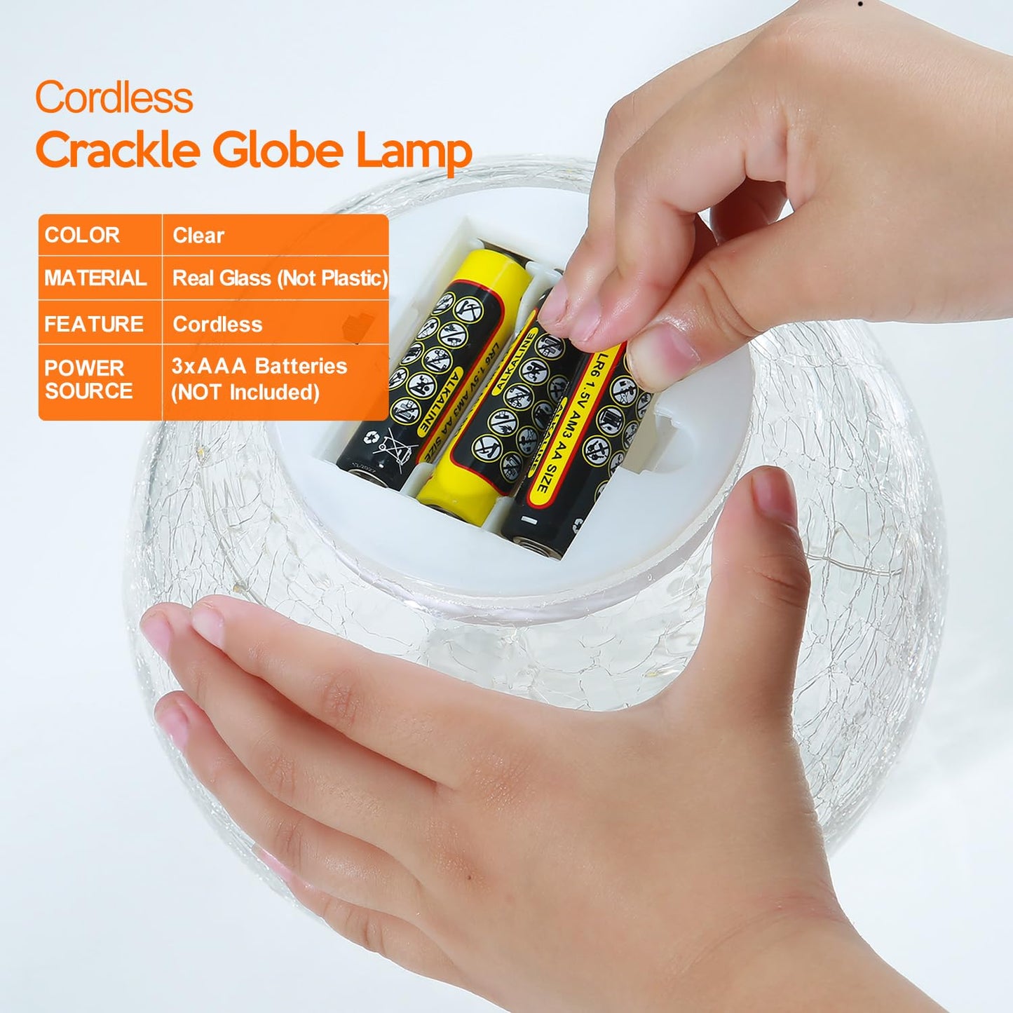 Crackle Glass Ball Cardinal Lamp, Light Up Red Bird Stained Glass Christmas Decor Accent Lamp, Lighted Globe Glass Table Lamp, Orb Cardinal Night Light, Mother's Day Gifts, Led Sphere Desk Lamp