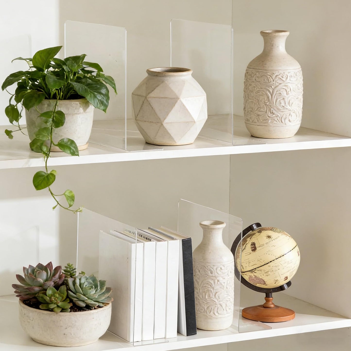 Lebouri Shelf Dividers for Closet Organization: 12" Tall x 10" Deep Acrylic Closet Shelf Dividers for Clothes Sweater Purse - Clear Organizers and Storage Separators for Home Space Saver Enthusiasts