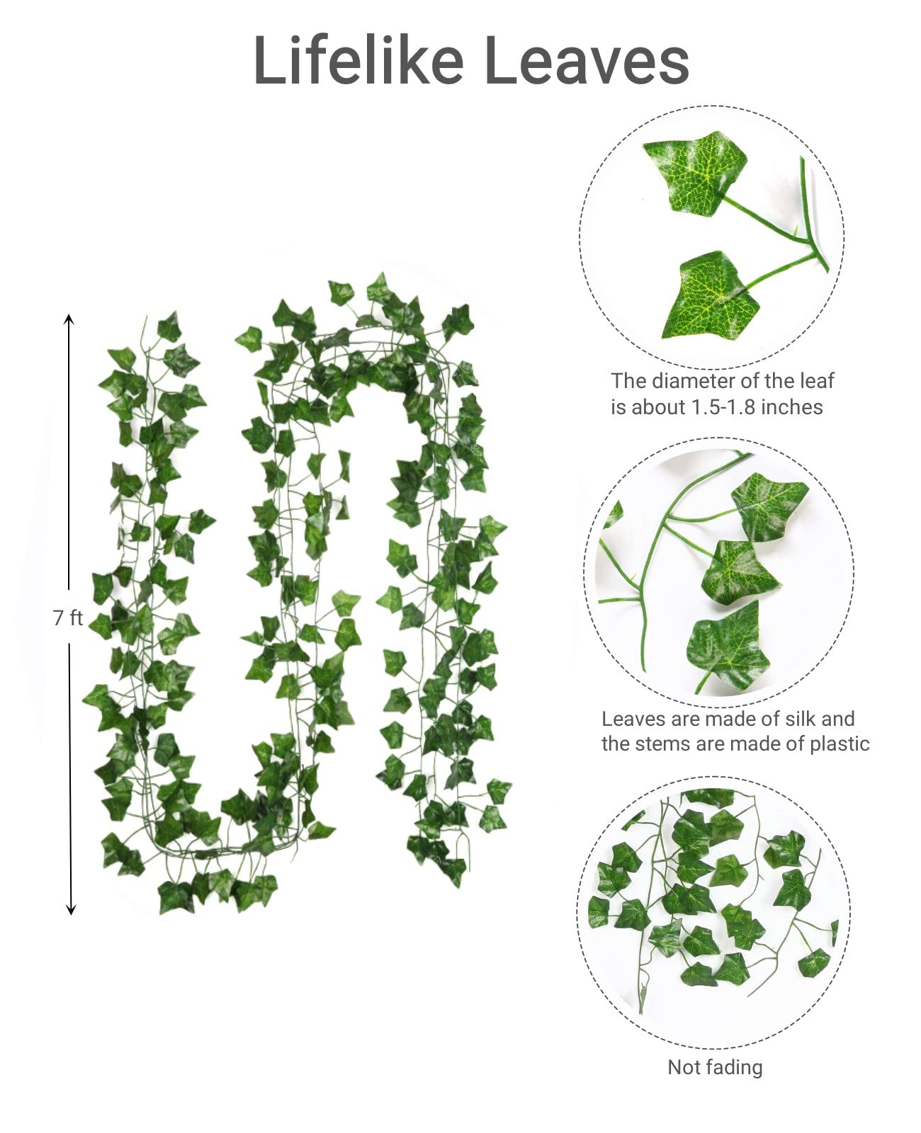 ARTKAIKE Fake Vines for Room Decor(12 Pack 84 Feet) Aesthetic Artificial Plant Ivy Leaves Hanging Greenery Garlands for Home Bedroom Wall Wedding Party Decor