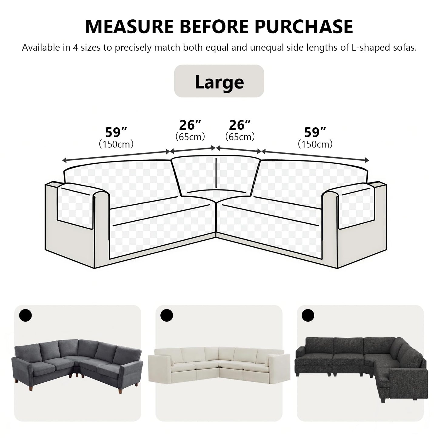 ROFASVCO U Shaped Sectional Couch Covers for L Shaped Corner Sofa Waterproof 6 Piece Washable Sectional Sofa Cover Non Slip Velvet Couch Slipcover Protector for Dogs Pets (Large, Dark Gray)