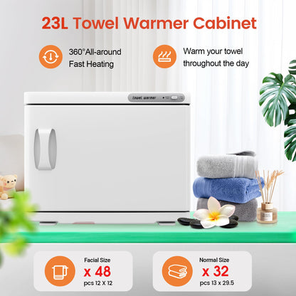 Towel Warmer, 23L Towel Warmer Cabinet Can Hold 32 Wet Facial Towels,Hot Towel Warmer Use for Spa, Hair Beauty, Salon - Black