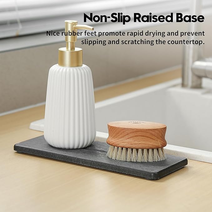 2 Pack Diatomite Stone Sink Tray, Water Absorbing Mat