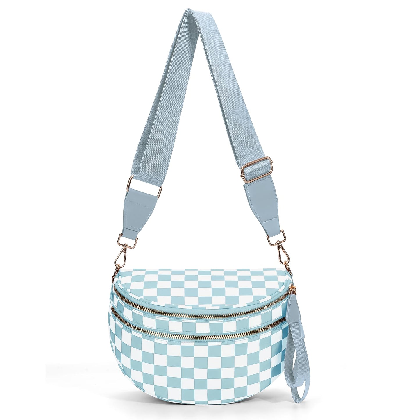 Checkered Crossbody Bum Bags for Women Nylon Checkered Purse Checkerboard Fanny Pack